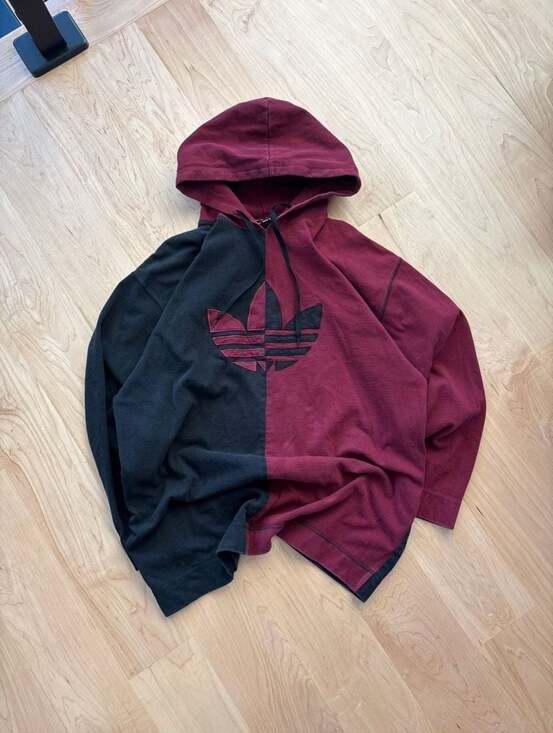 Adidas Other - Vintage Adidas Split Color Trefoil Hoodie Size M